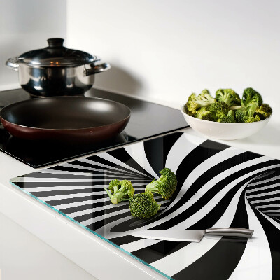 Schneidebrett glas Spiralmuster in Schwarzweiß