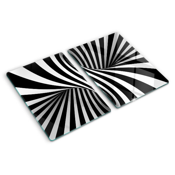 Schneidebrett Glas mit schwarzem-weißem Spiralmuster