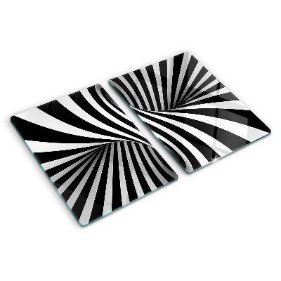 Schneidebrett glas Spiralmuster in Schwarzweiß