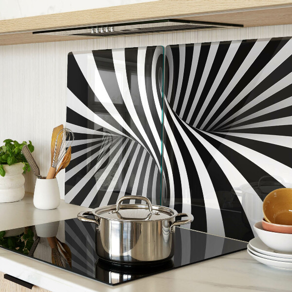 Schneidebrett Glas mit schwarzem-weißem Spiralmuster