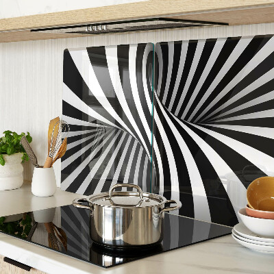 Schneidebrett glas Spiralmuster in Schwarzweiß