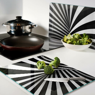 Schneidebrett Glas mit schwarzem-weißem Spiralmuster