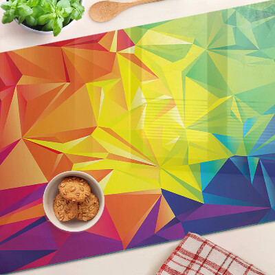 Glas-Schneidebrett mit farbenfrohem geometrischem Motiv
