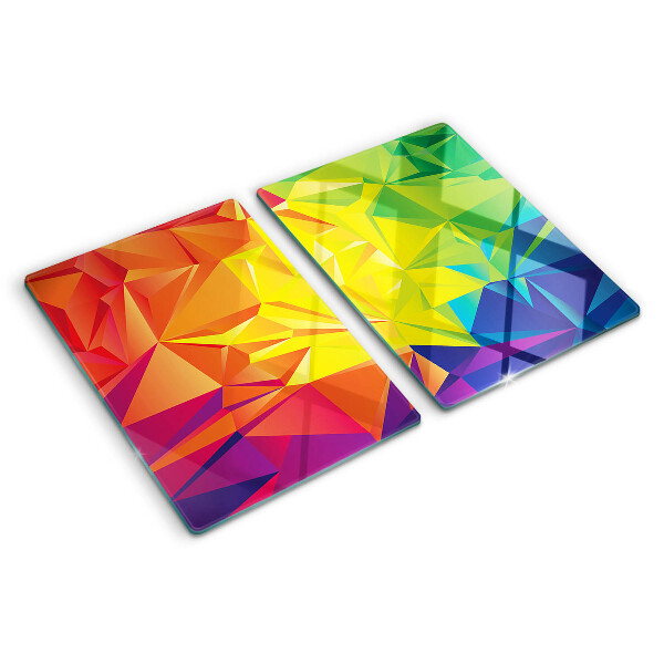 Glas-Schneidebrett mit farbenfrohem geometrischem Motiv