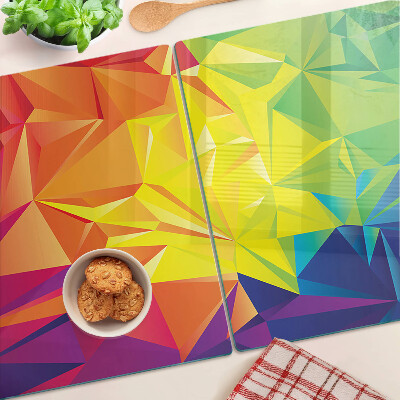 Glas-Schneidebrett mit farbenfrohem geometrischem Motiv