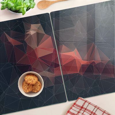 Schneidebrett mit abstraktem geometrischem Muster in Rottönen