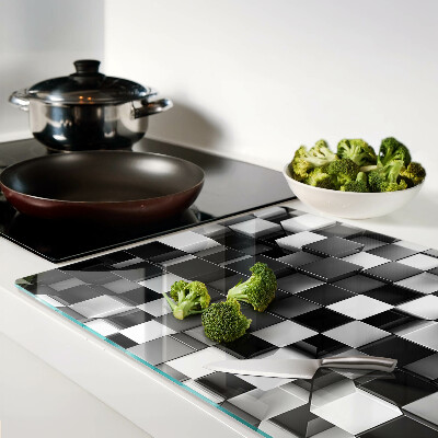 Glas schneidebrett Schachbrettmuster in Schwarz- und Weißtönen