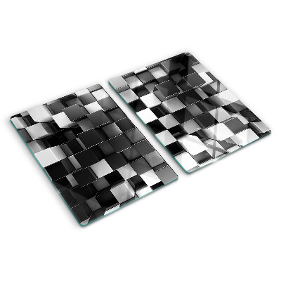 Glas schneidebrett Schachbrettmuster in Schwarz- und Weißtönen