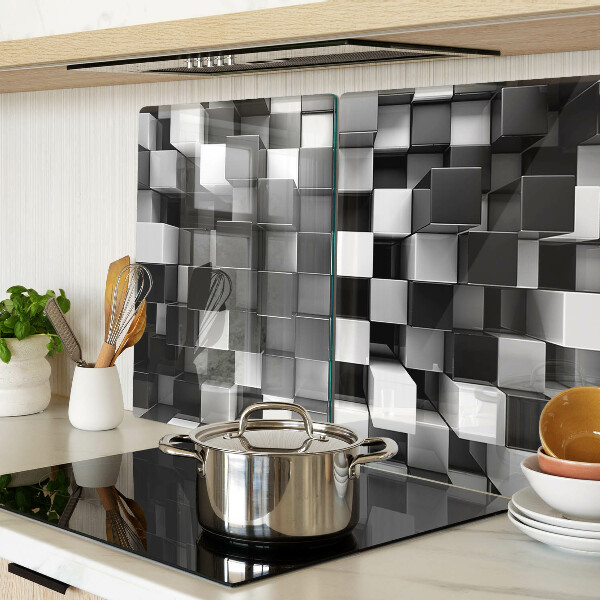 Glas schneidebrett Schachbrettmuster in Schwarz- und Weißtönen