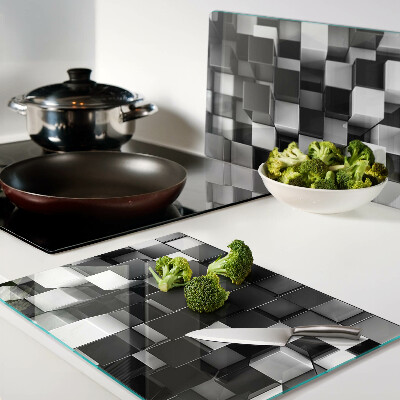 Glas schneidebrett Schachbrettmuster in Schwarz- und Weißtönen