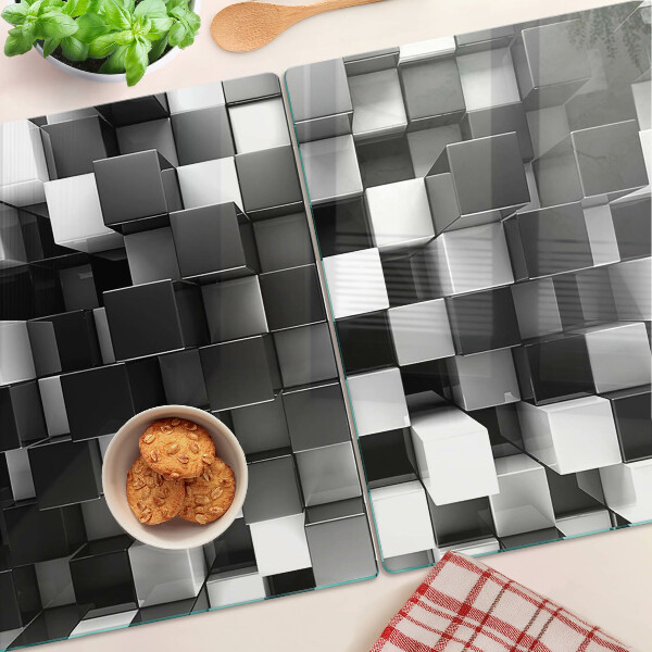 Glas schneidebrett Schachbrettmuster in Schwarz- und Weißtönen