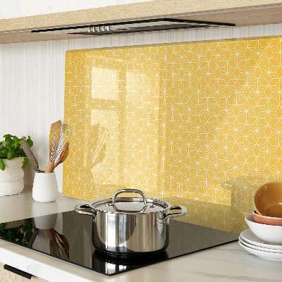 Schneidebrett glas Blume des Lebens auf gelbem Hintergrund