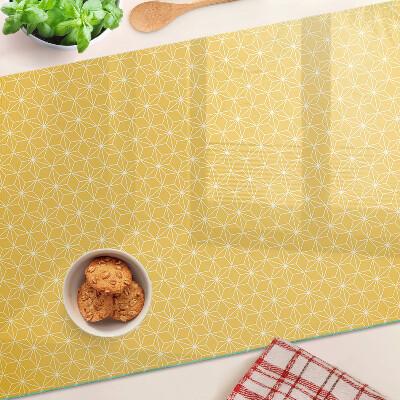 Schneidebrett glas Blume des Lebens auf gelbem Hintergrund