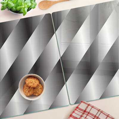 Schneidebrett Glas mit geometrischem Muster in Grautönen