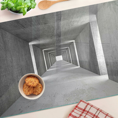 Glas Schneidebrett mit architektonischem Tunnelmotiv in Grautönen