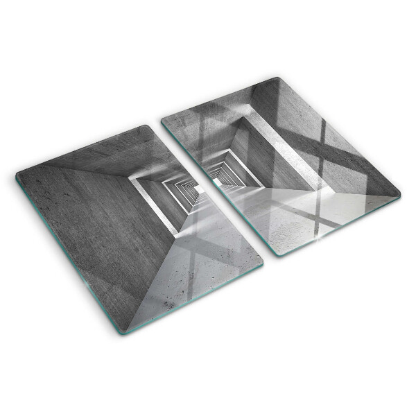 Glas Schneidebrett mit architektonischem Tunnelmotiv in Grautönen