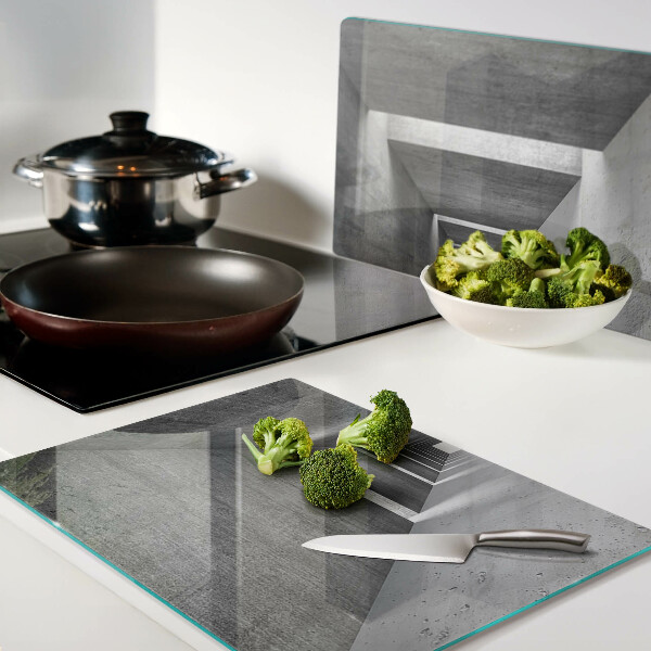 Glas Schneidebrett mit architektonischem Tunnelmotiv in Grautönen