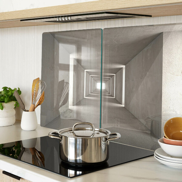 Schneidebrett Glas mit geometrischem Innenraum und Tiefeneffekt