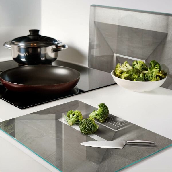 Schneidebrett Glas mit geometrischem Innenraum und Tiefeneffekt