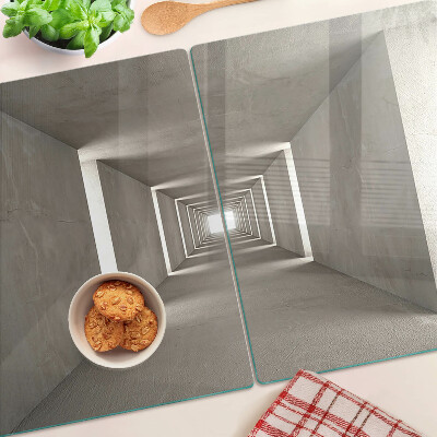 Schneidebrett Glas mit geometrischem Innenraum und Tiefeneffekt