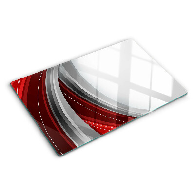 Schneidebrett Abstrakte Wellen in Rot und Grau