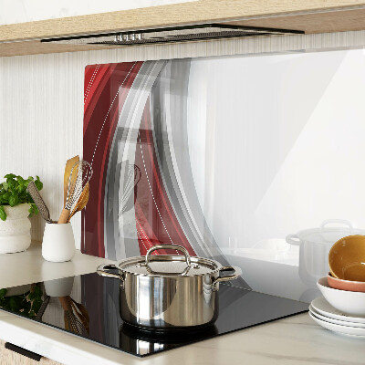 Schneidebrett mit abstrakten Wellen in Rot und Grau