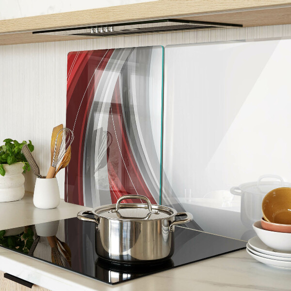 Schneidebrett Abstrakte Wellen in Rot und Grau