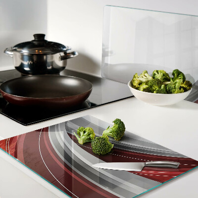 Schneidebrett mit abstrakten Wellen in Rot und Grau