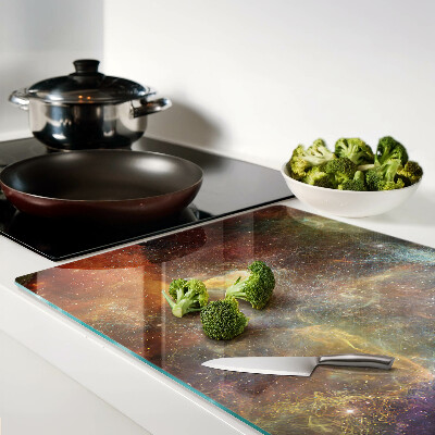 Schneidebrett Glas mit einem Motiv einer kosmischen Galaxielandschaft