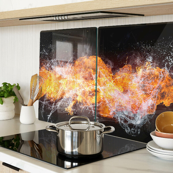 Glas schneidebrett Feuer und Wasser