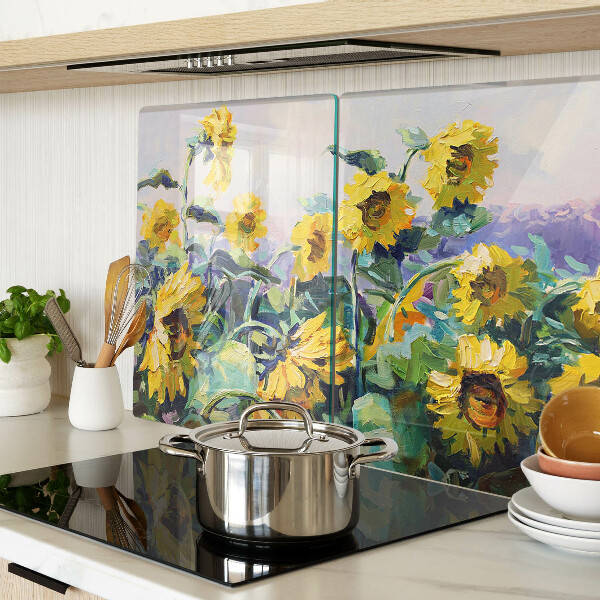 Schneidebrett Sonnenblumen im Garten