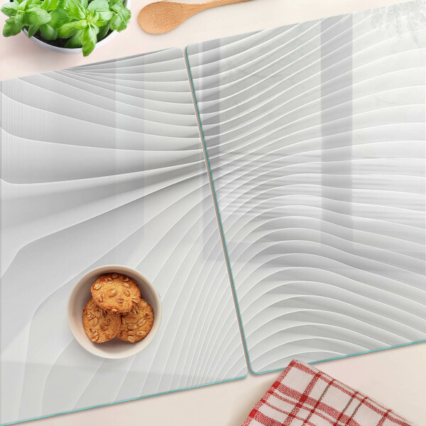Schneidebrett Glas mit wellen- und linienmuster in Grautönen