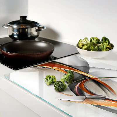 Schneidebrett glas Abstrakte Wellen in Goldtönen