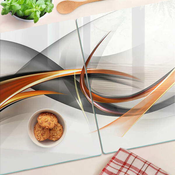 Schneidebrett glas Abstrakte Wellen in Goldtönen