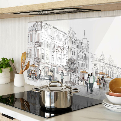 Glas schneidebrett Café-Szenerie in der Stadt