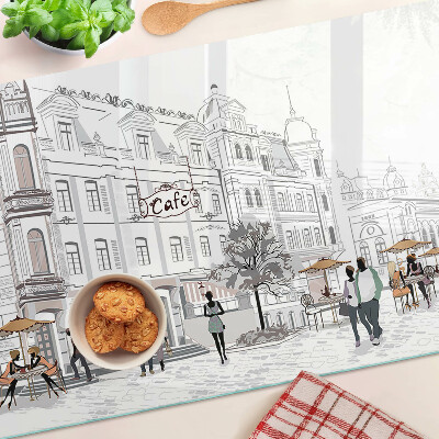 Glas schneidebrett Café-Szenerie in der Stadt