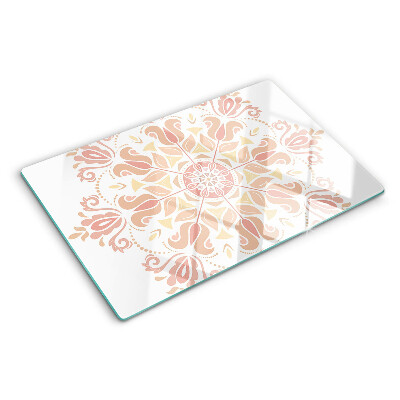 Schneidebrett glas Mandala in Rosatönen