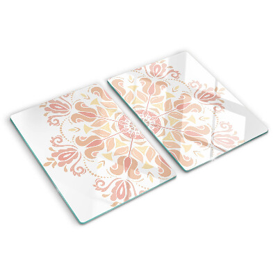 Schneidebrett Glas mit Mandala-Motiv in Rosatönen