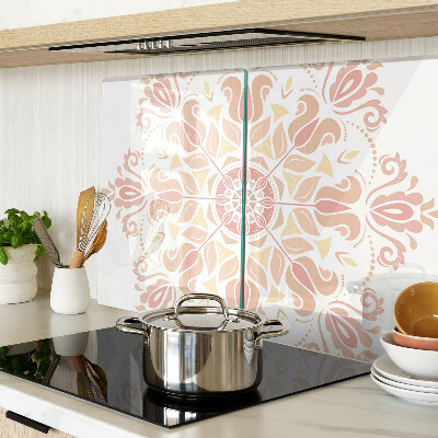 Schneidebrett Glas mit Mandala-Motiv in Rosatönen