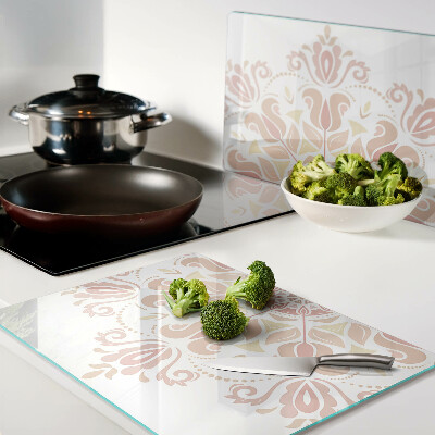 Schneidebrett glas Mandala in Rosatönen