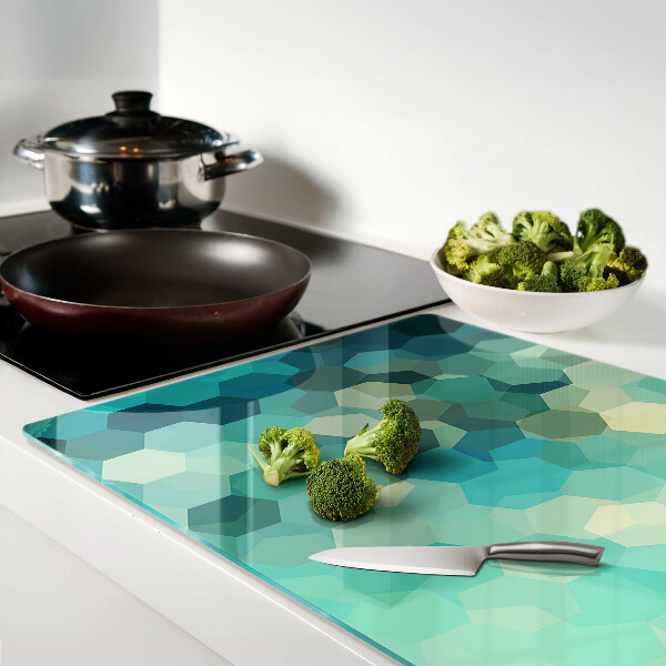 Schneidebrett Geometrische Sechsecke in Blautönen