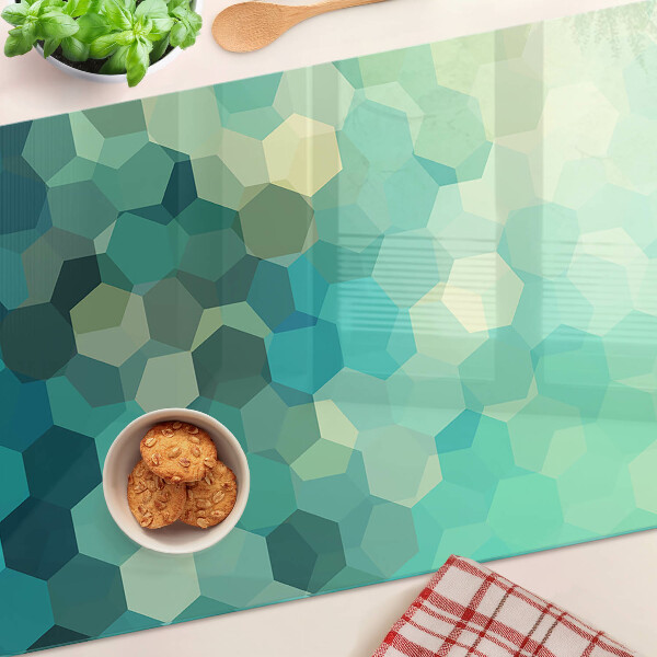 Schneidebrett Geometrische Sechsecke in Blautönen