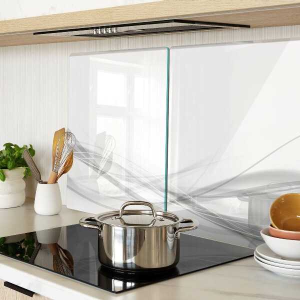 Schneidebrett Glas mit abstrakten Linien- und Wellenmotiven