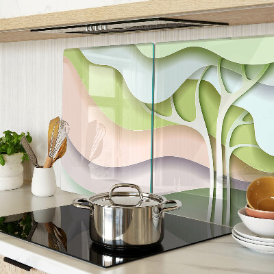 Schneidebrett Glas mit abstraktem Wellenmuster in Pastellfarben