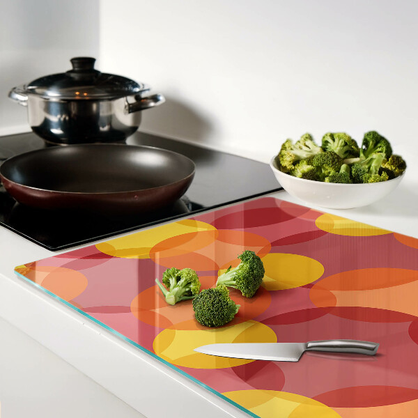 Schneidebrett glas Bunte Kreise in warmen Tönen