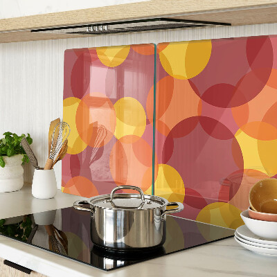 Schneidebrett Glas mit bunten Kreisen in warmen Tönen