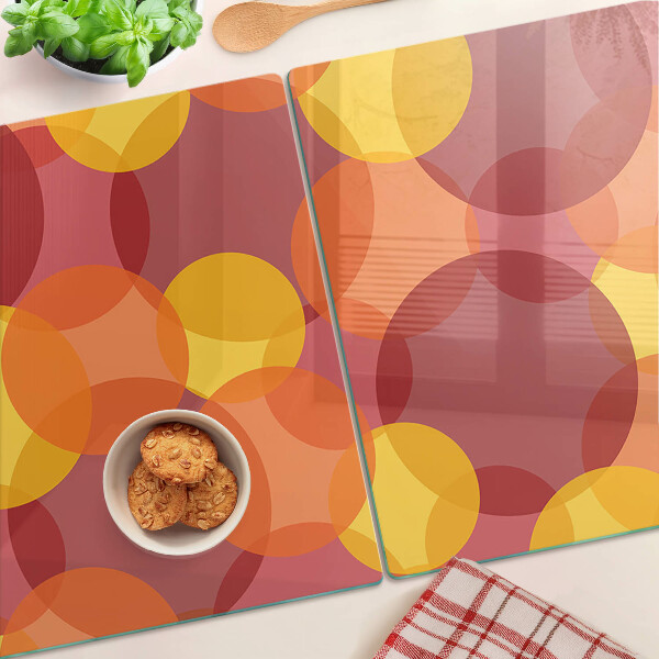 Schneidebrett glas Bunte Kreise in warmen Tönen