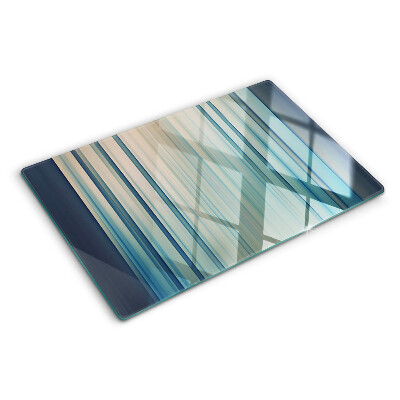 Glas Schneidebrett mit abstrakten Linien in Blautönen