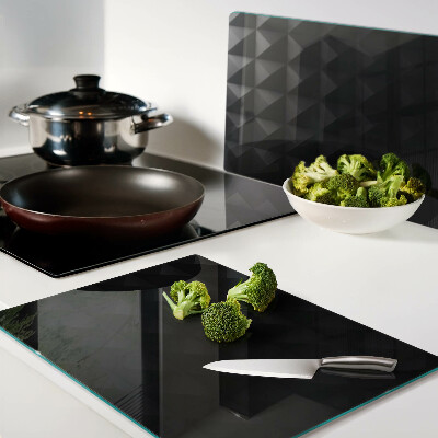 Schneidebrett Glas mit geometrischem Muster in Schwarztönen