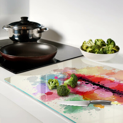 Schneidebrett glas Lippen in bunten Flecken